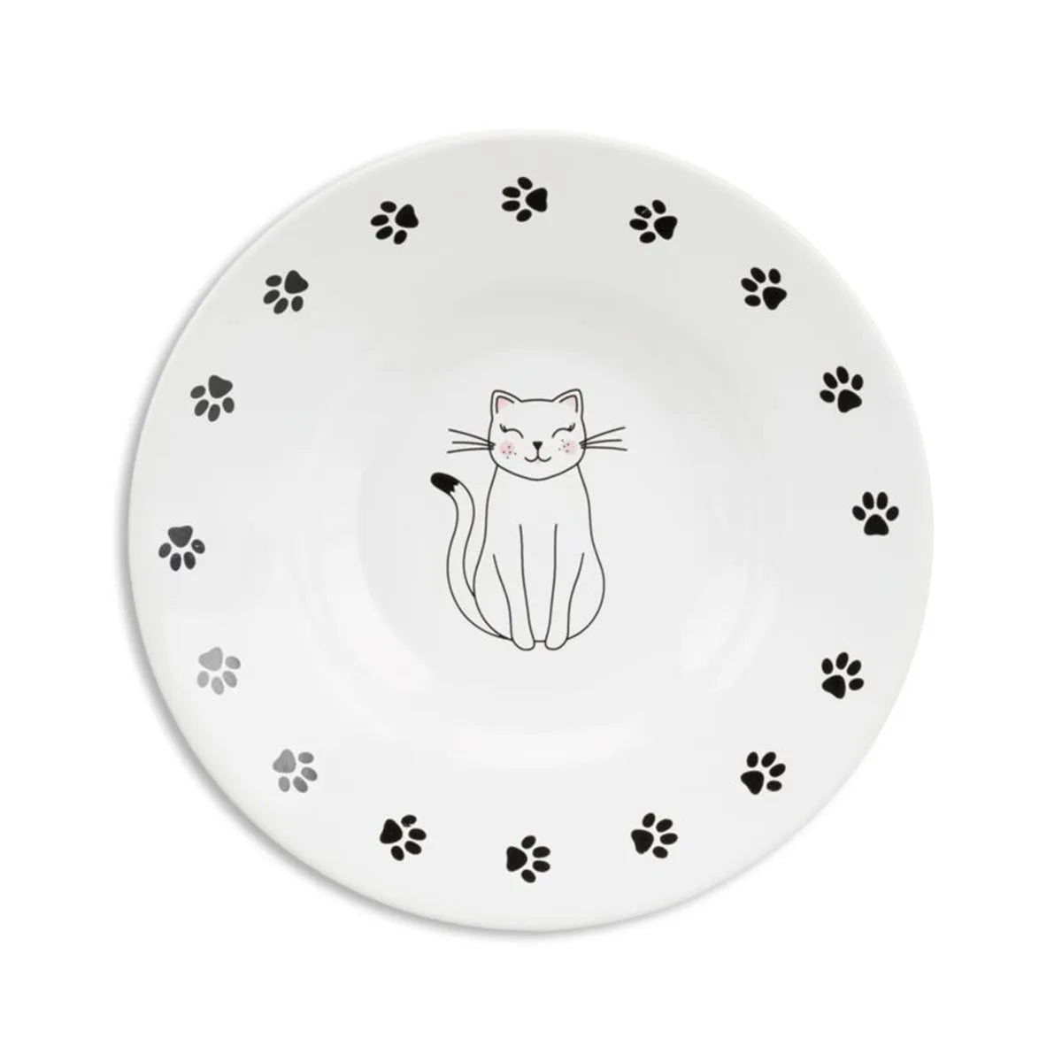 Trixie Flat Cat Paws Ceramic Cat Bowl  - White - 200ml