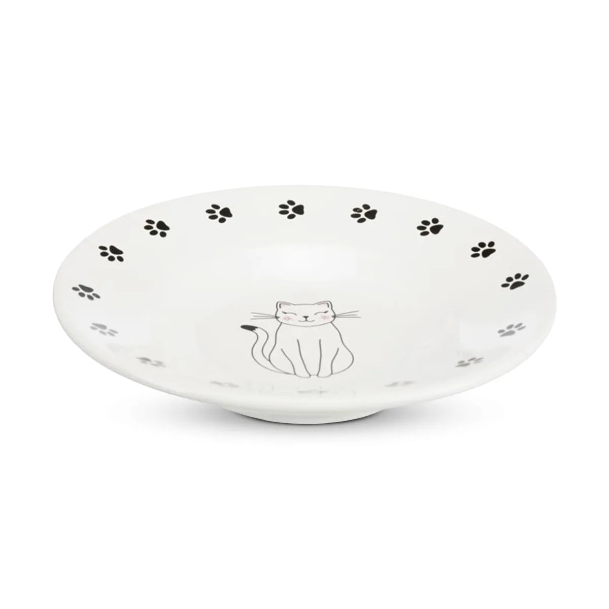 Trixie Flat Cat Paws Ceramic Cat Bowl  - White - 200ml
