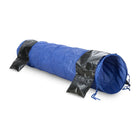 Blue and black collapsible pet agility tunnel on white background by zigly