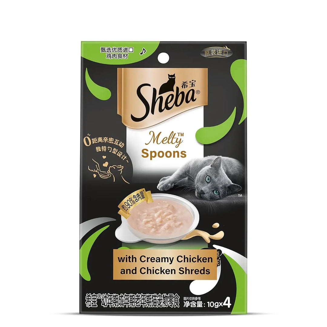 Sheba Melty Spoons Creamy Chicken & Chicken Shreds Lickable Cat Treats (40g)
