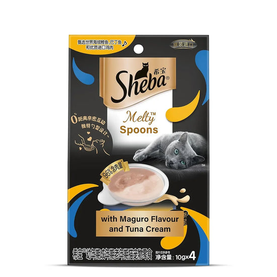 Sheba Melty Spoons Lickable Creamy Cat Treats, Maguro Flavour with Tuna Cream - 40g