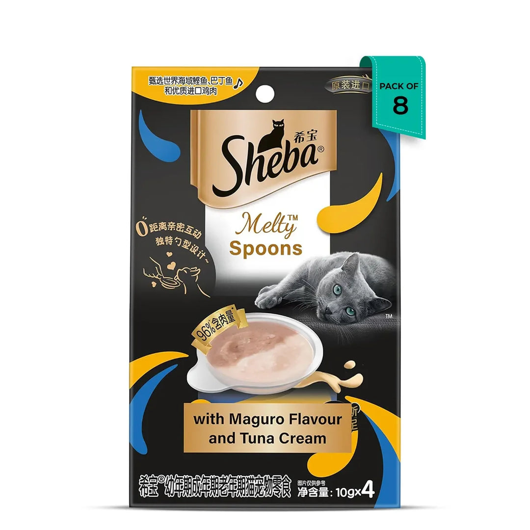 Sheba Melty Spoons Lickable Creamy Cat Treats, Maguro Flavour with Tuna Cream - 40g