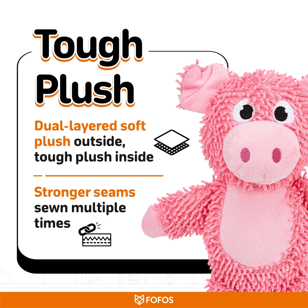 FOFOS Tough Pig Pink Plush Dog Toy