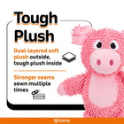 FOFOS Tough Pig Pink Plush Dog Toy