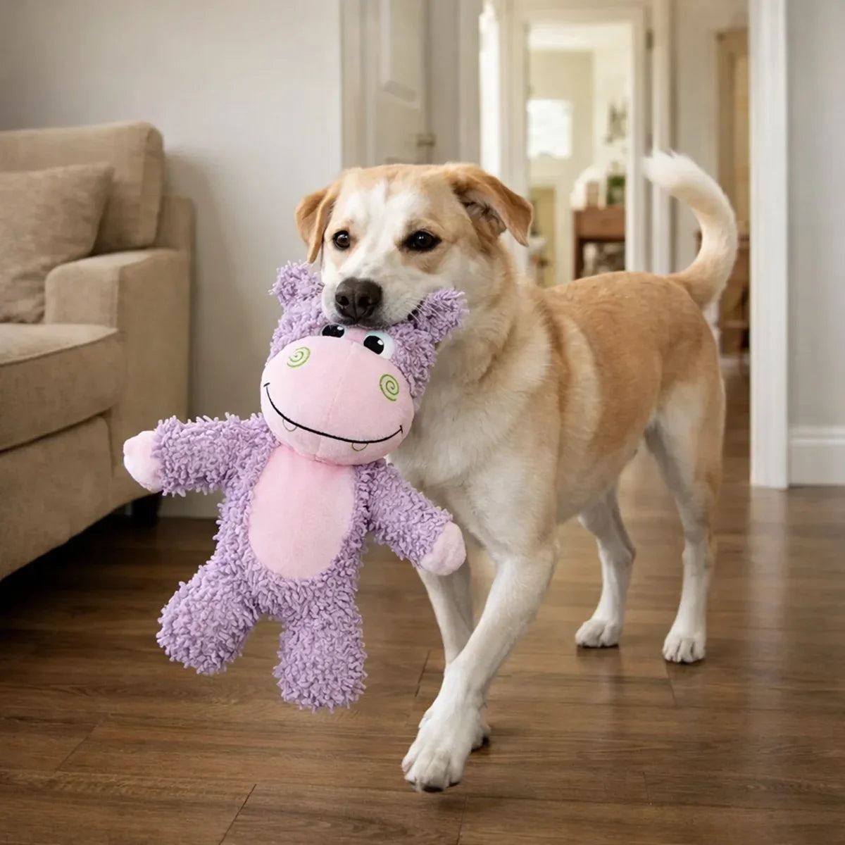 FOFOS Tough Hippo Plush Dog Toy