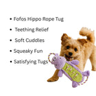 FOFOS Hippo Rope Tug Dog Toy