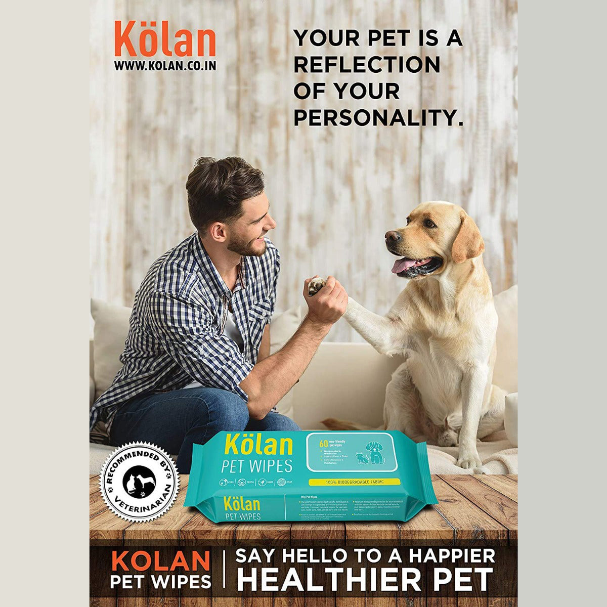Kolan Pet Wipes - 60 Wipes