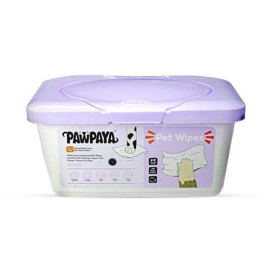 Pawpaya Pet Wipes 100 Pack Tub - 19 x 16cm