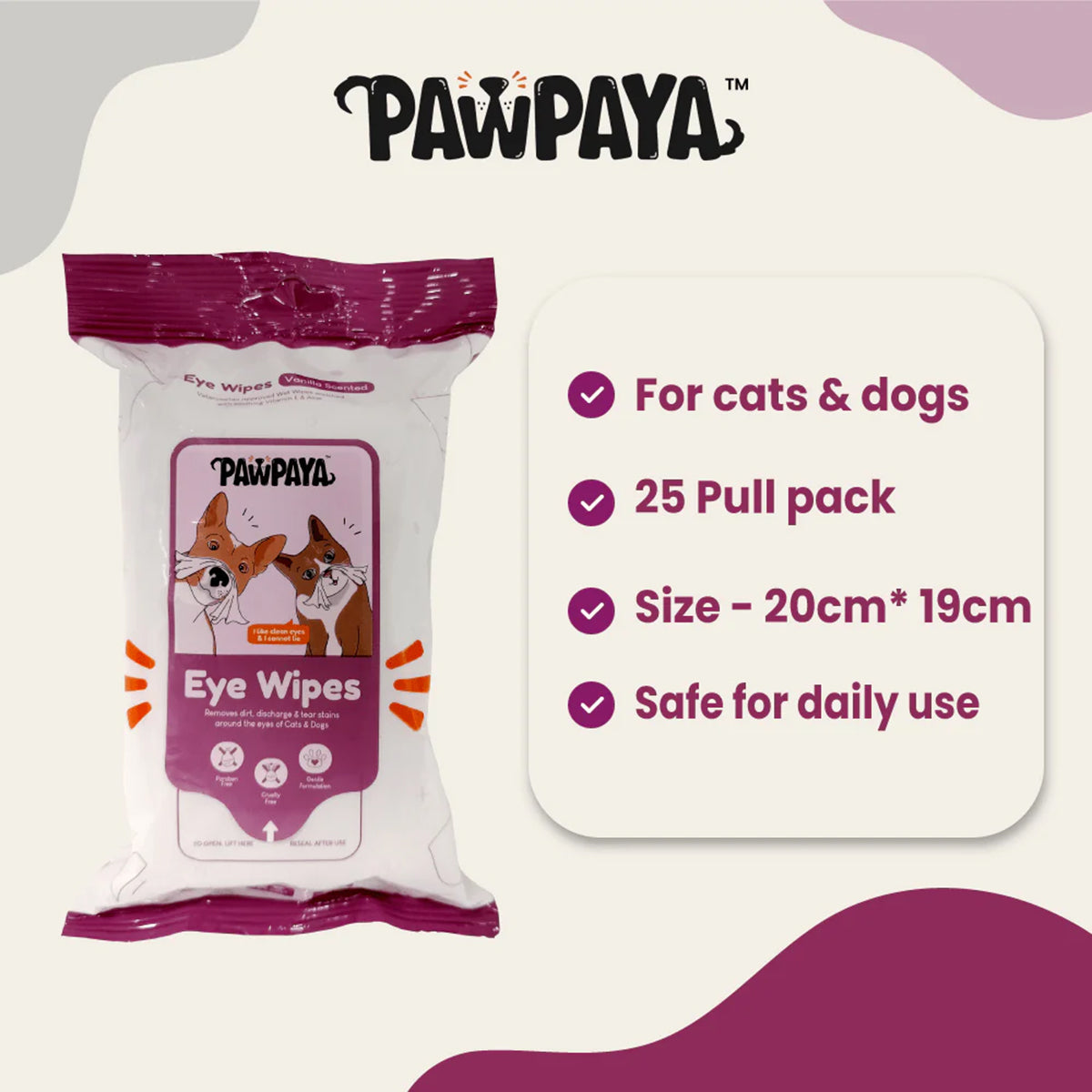 Pawpaya Eye Wipes 20x18cm - 25 Wipes