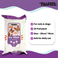 Pawpaya Ear Wipes - 25 Wipes - 20 x 18cm