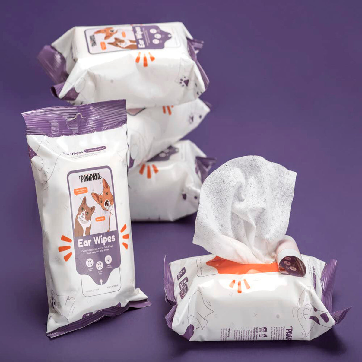 Pawpaya Ear Wipes - 25 Wipes - 20 x 18cm
