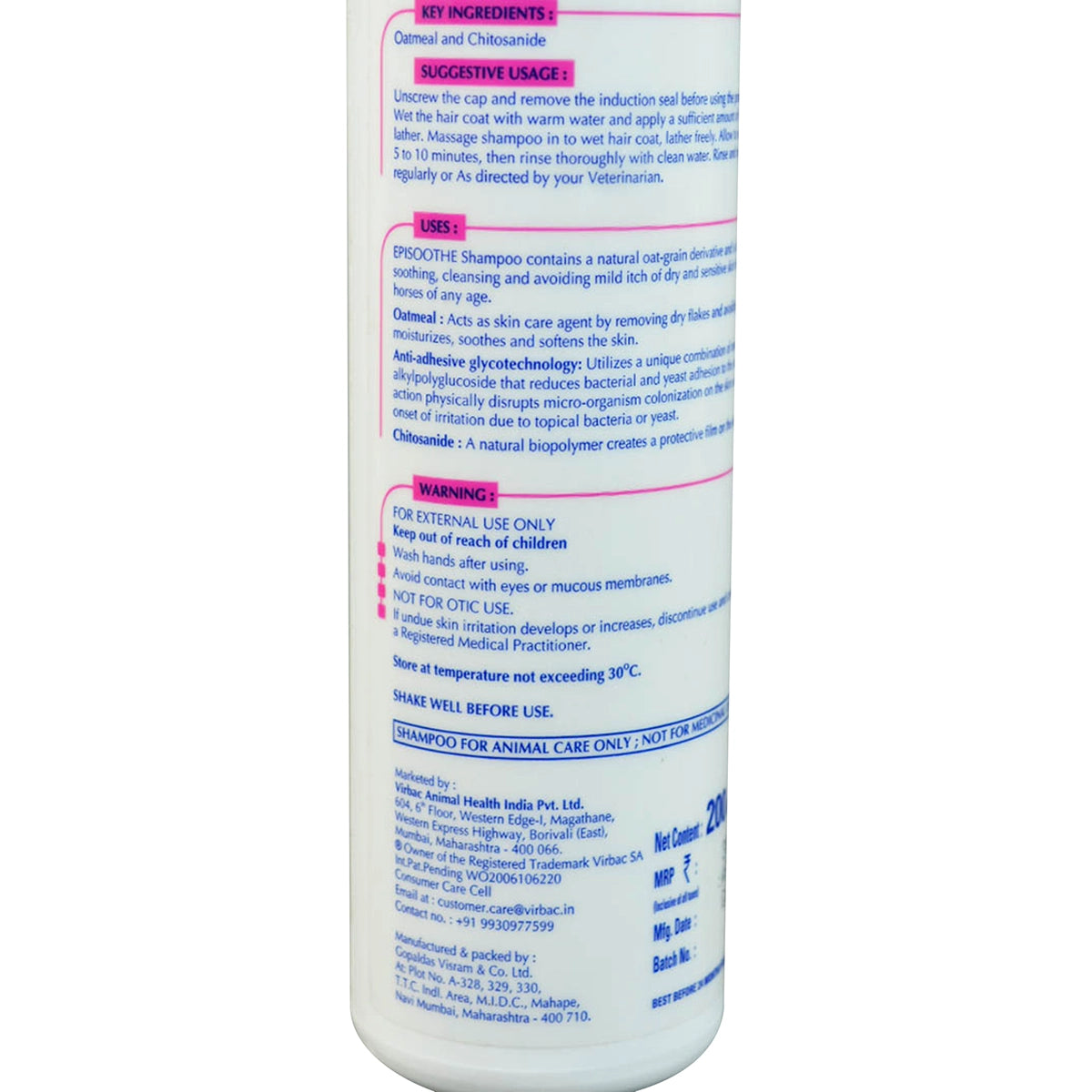 Virbac Epi-Soothe Oatmeal Dog Shampoo - 200ml