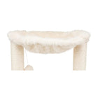 Zigly fluffy cream cat hammock with sisal scratching posts and hanging toy