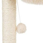 Zigly beige sisal cat scratching post with hanging fluffy toy ball