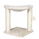 Zigly white plush cat tree with two sisal scratching posts and hammock bed