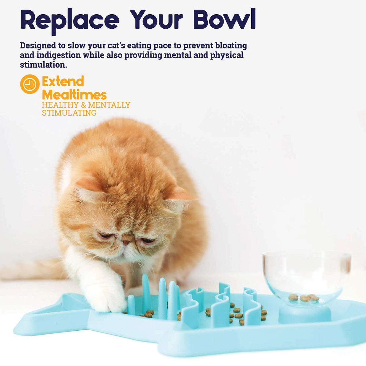 Petstages Hunt N Snack Mat Cat Slow Feeder Blue