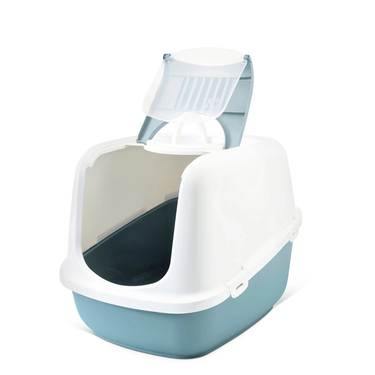 Savic Nestor Jumbo Cat Toilet White-Bluestone 26x19x18 inches