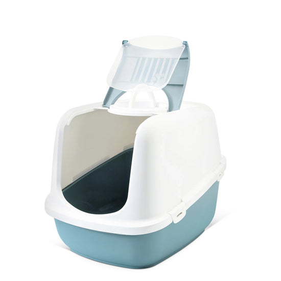 Savic Nestor Jumbo Cat Toilet White-Bluestone 26x19x18 inches