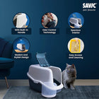 Savic Nestor Jumbo Cat Toilet White-Bluestone 26x19x18 inches