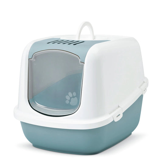 Savic Nestor Jumbo Cat Toilet White-Bluestone 26x19x18 inches