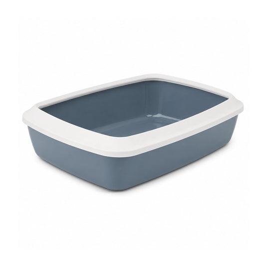 Savic Iriz Cat Litter Tray with Rim Bluestone - 20x14x5inch