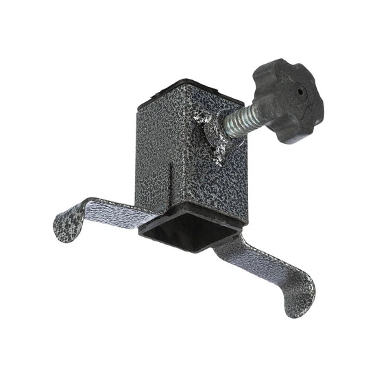 Zigly metal clamp bracket with black textured finish and adjustable screw knob