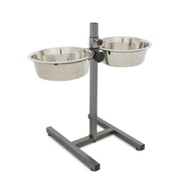 Zigly adjustable double stainless steel pet bowls on metal stand for feeding