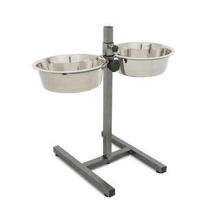 Zigly adjustable double stainless steel pet bowls on metal stand for feeding