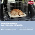 Golden retriever dog sleeping in metal pet crate in car trunk, ideal for home and travel zigly