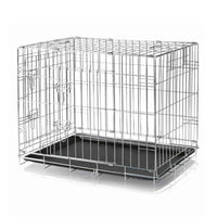 Zigly metal wire dog crate with black plastic bottom tray, pet cage for indoor use
