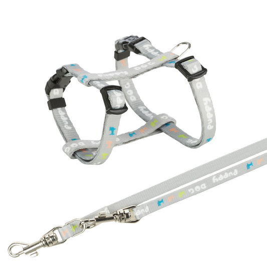Trixie Junior Puppy Harness With Leash-Light Grey