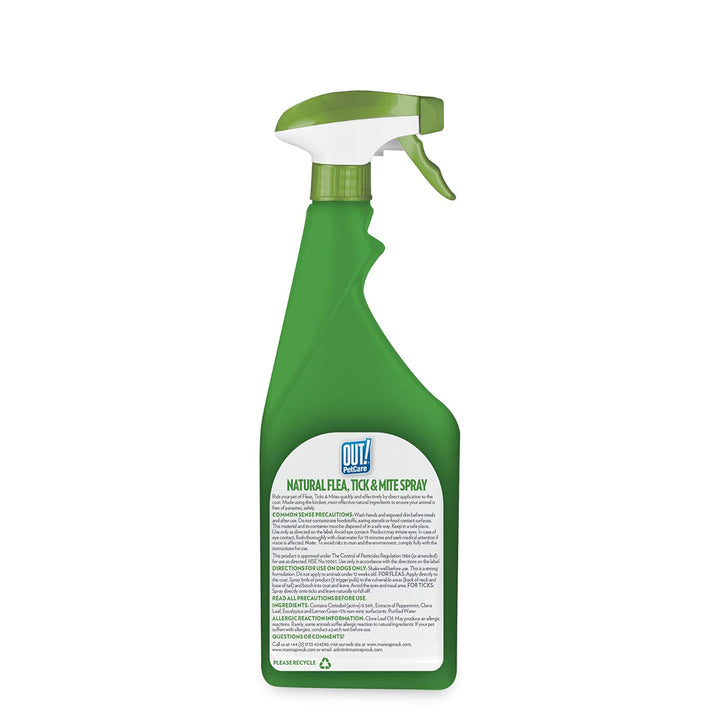 Out Pet Care Natural Flea & Tick Spray for Dogs - 500 ml