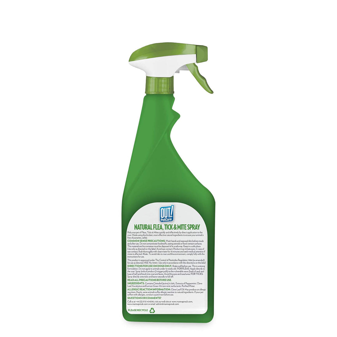 Out Pet Care Natural Flea & Tick Spray for Dogs - 500 ml