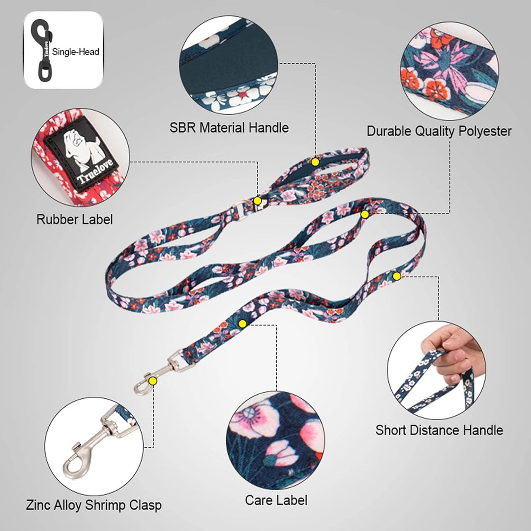 Truelove Floral Pet Leash,Multi-Handle - Saxony Blue