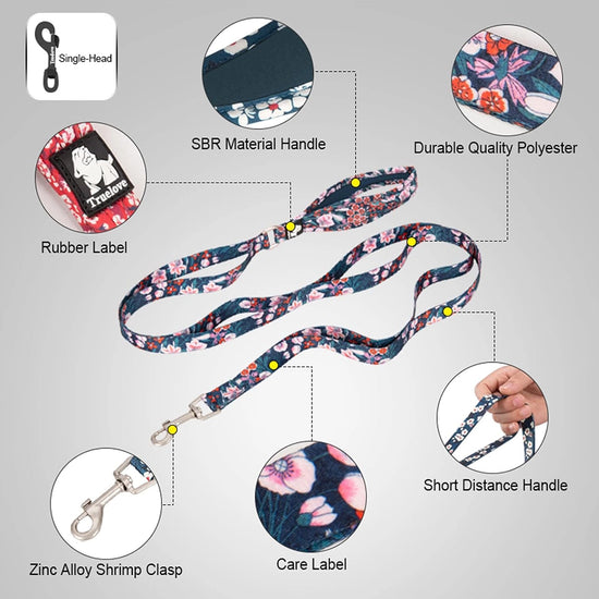 Truelove Floral Pet Leash,Multi-Handle - Saxony Blue