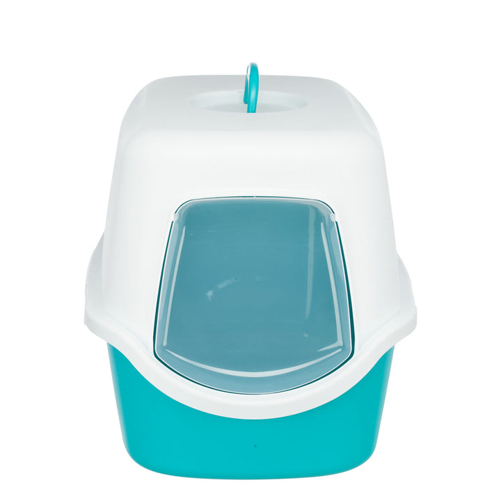 Trixie Vico Cat Litter Tray with Dome - Turquoise/White - 23x16x16 inch
