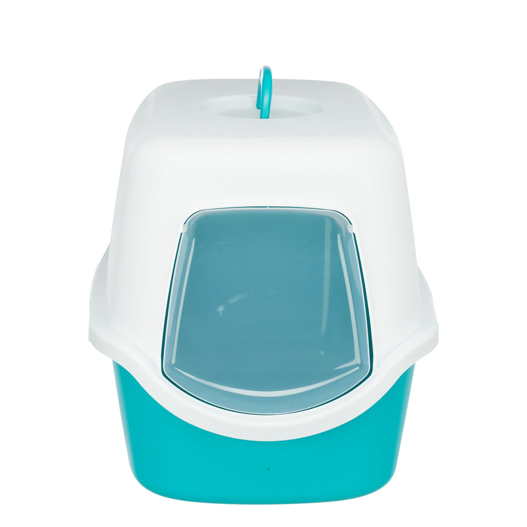 Trixie Vico Cat Litter Tray with Dome - Turquoise/White - 23x16x16 inch