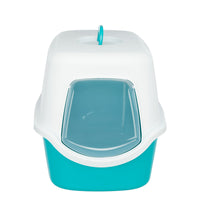 Trixie Vico Cat Litter Tray with Dome - Turquoise/White - 23x16x16 inch