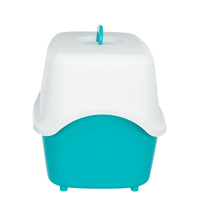 Trixie Vico Cat Litter Tray with Dome - Turquoise/White - 23x16x16 inch