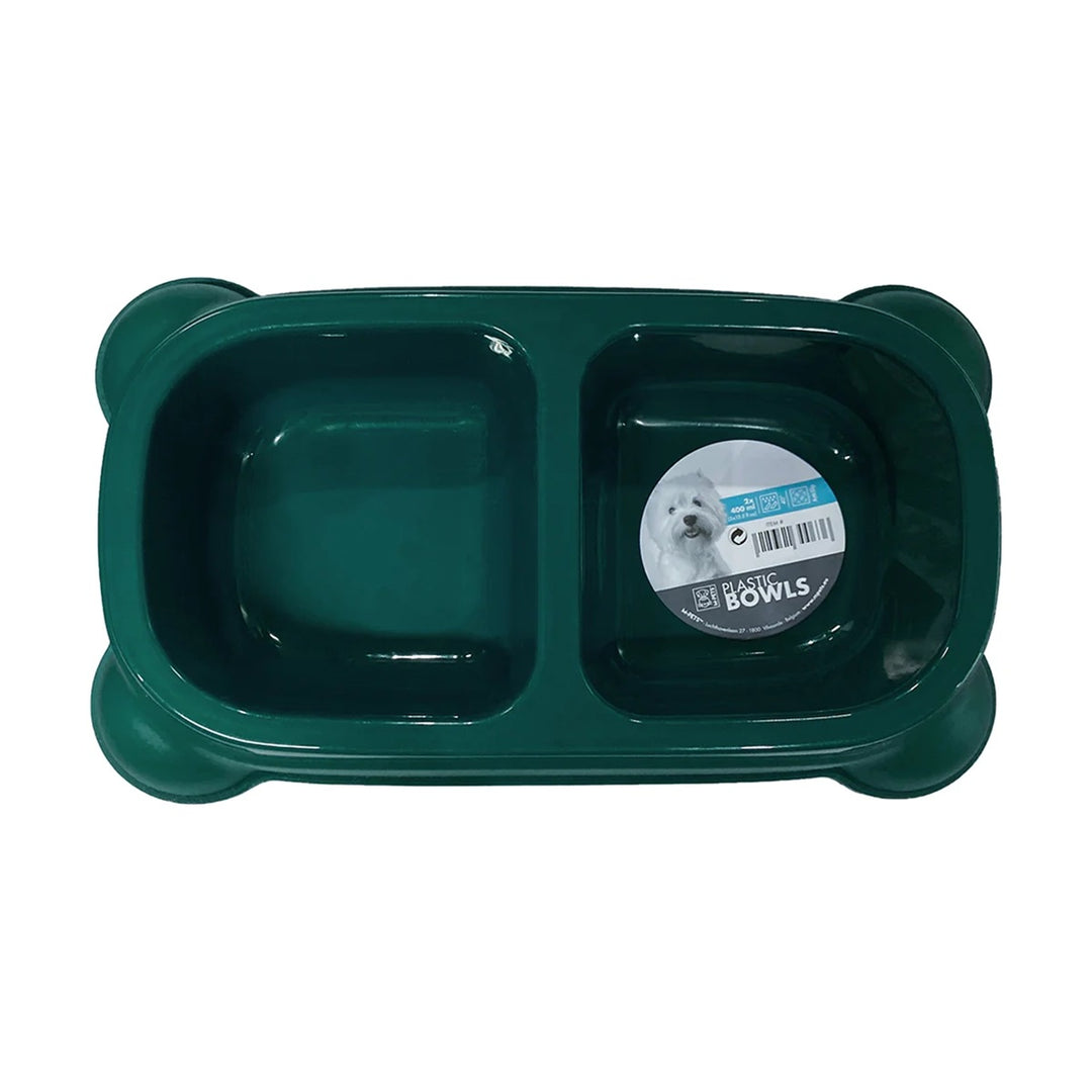 M-Pets Plastic Double Dog Bowl - Assorted Color