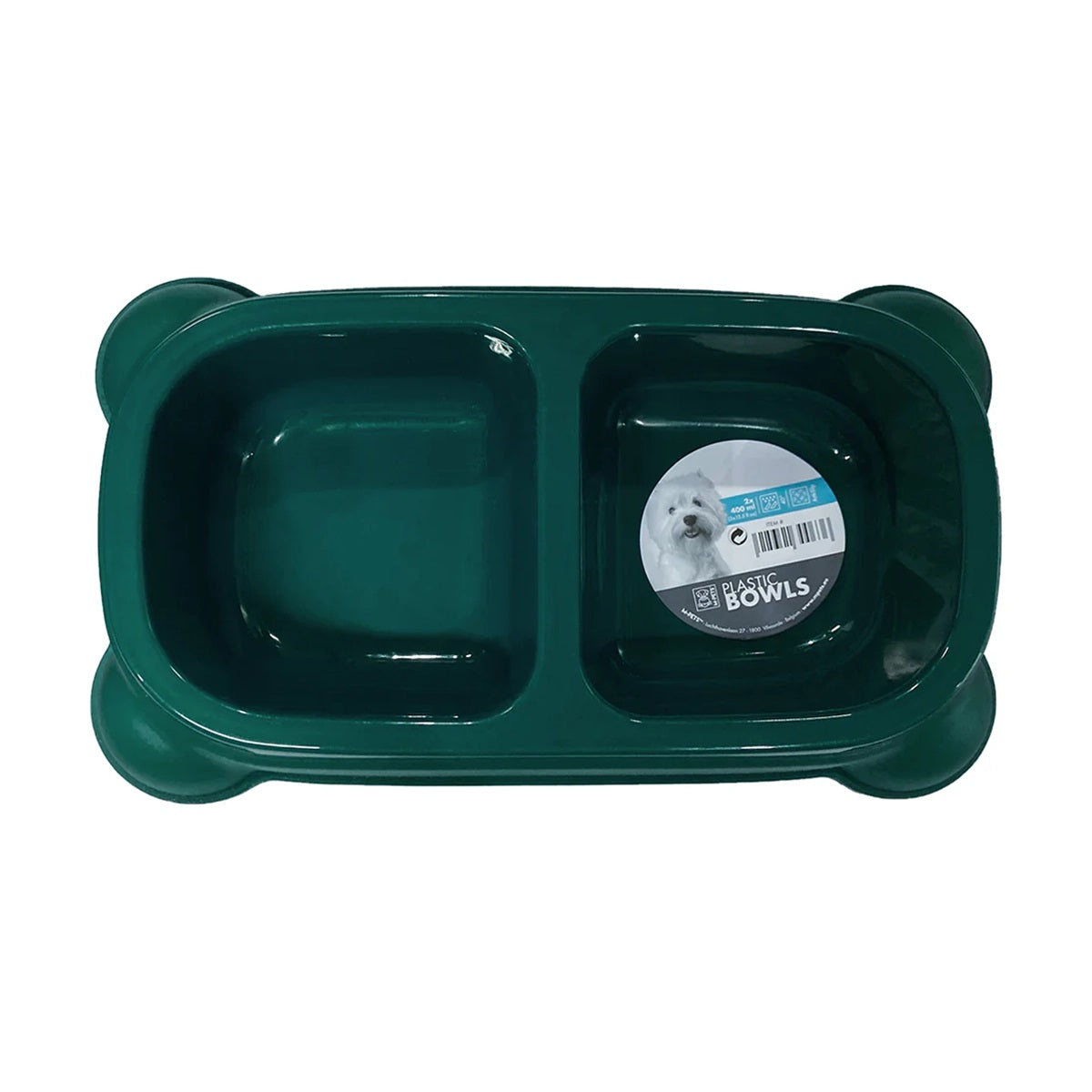 M-Pets Plastic Double Dog Bowl - Assorted Color