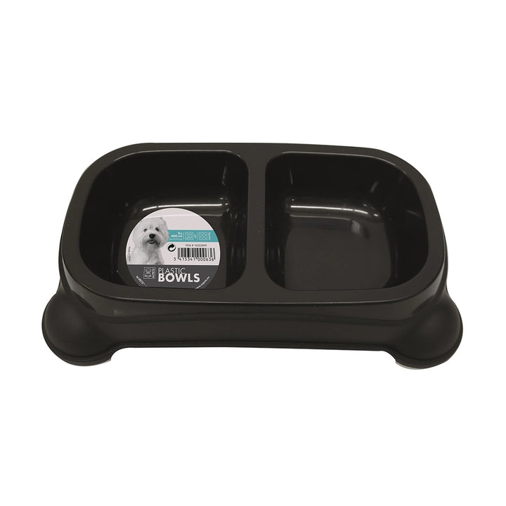 M-Pets Plastic Double Dog Bowl - Assorted Color