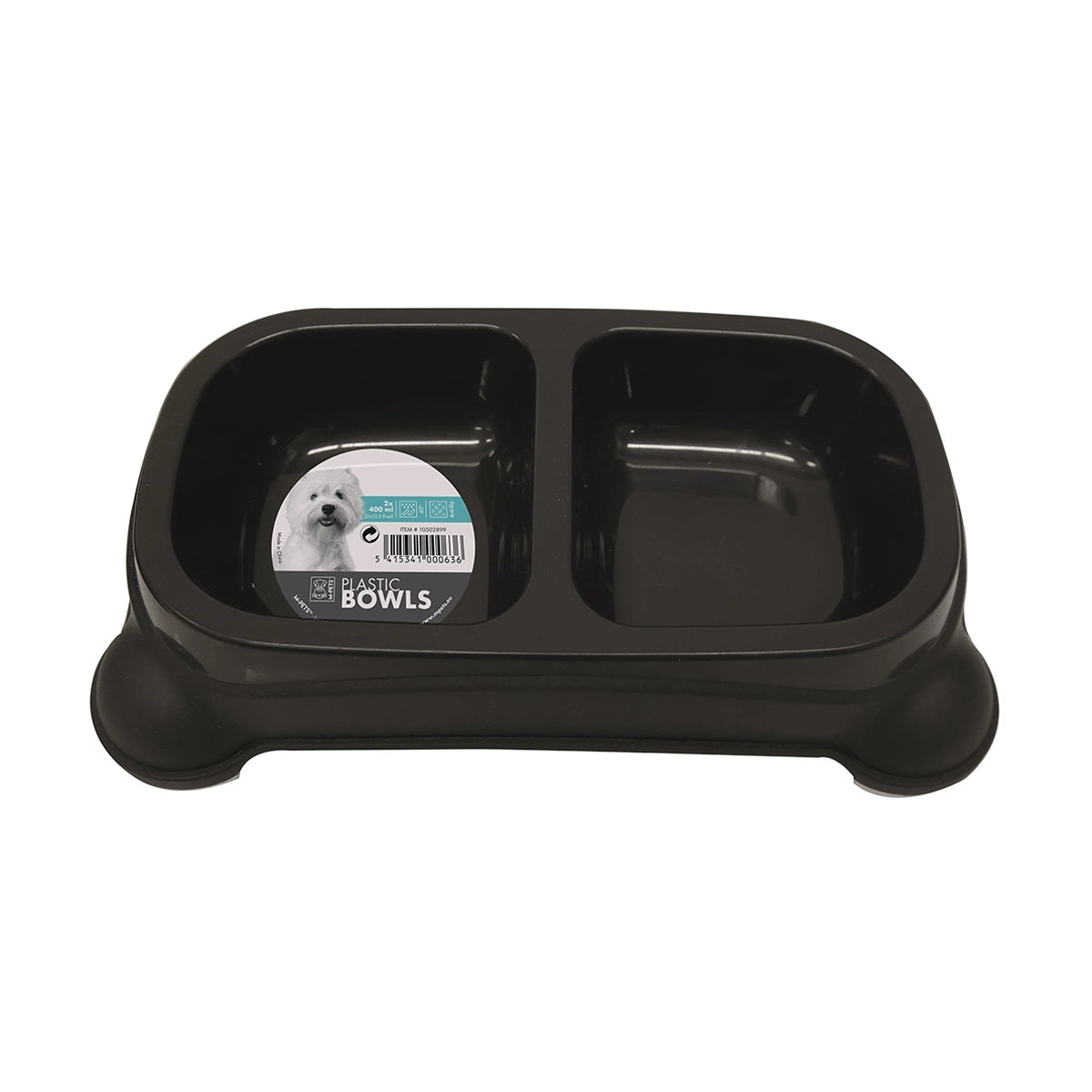 M-Pets Plastic Double Dog Bowl - Assorted Color