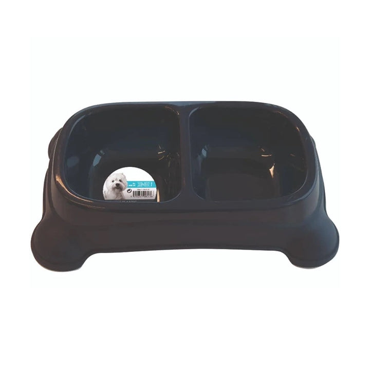 M-Pets Plastic Double Dog Bowl - Assorted Color