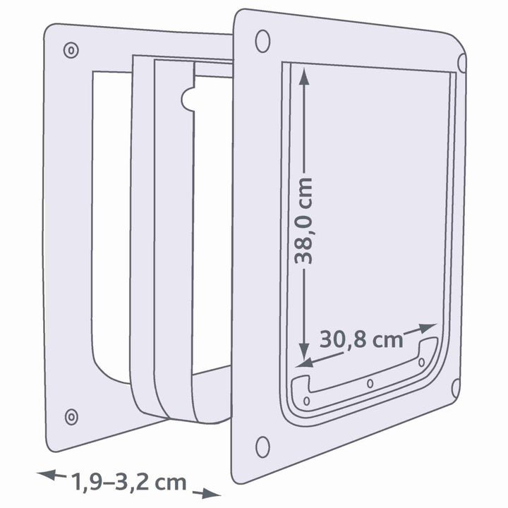 Trixie 2-Way Dog Flap with Tunnel For Dog - M-XL - White
