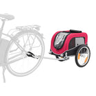 Zigly red pet bike trailer with mesh windows and rear attach to bicycle