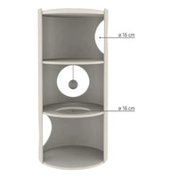 Zigly modern cat condo with circular openings and shelves, 16 cm diameter holes