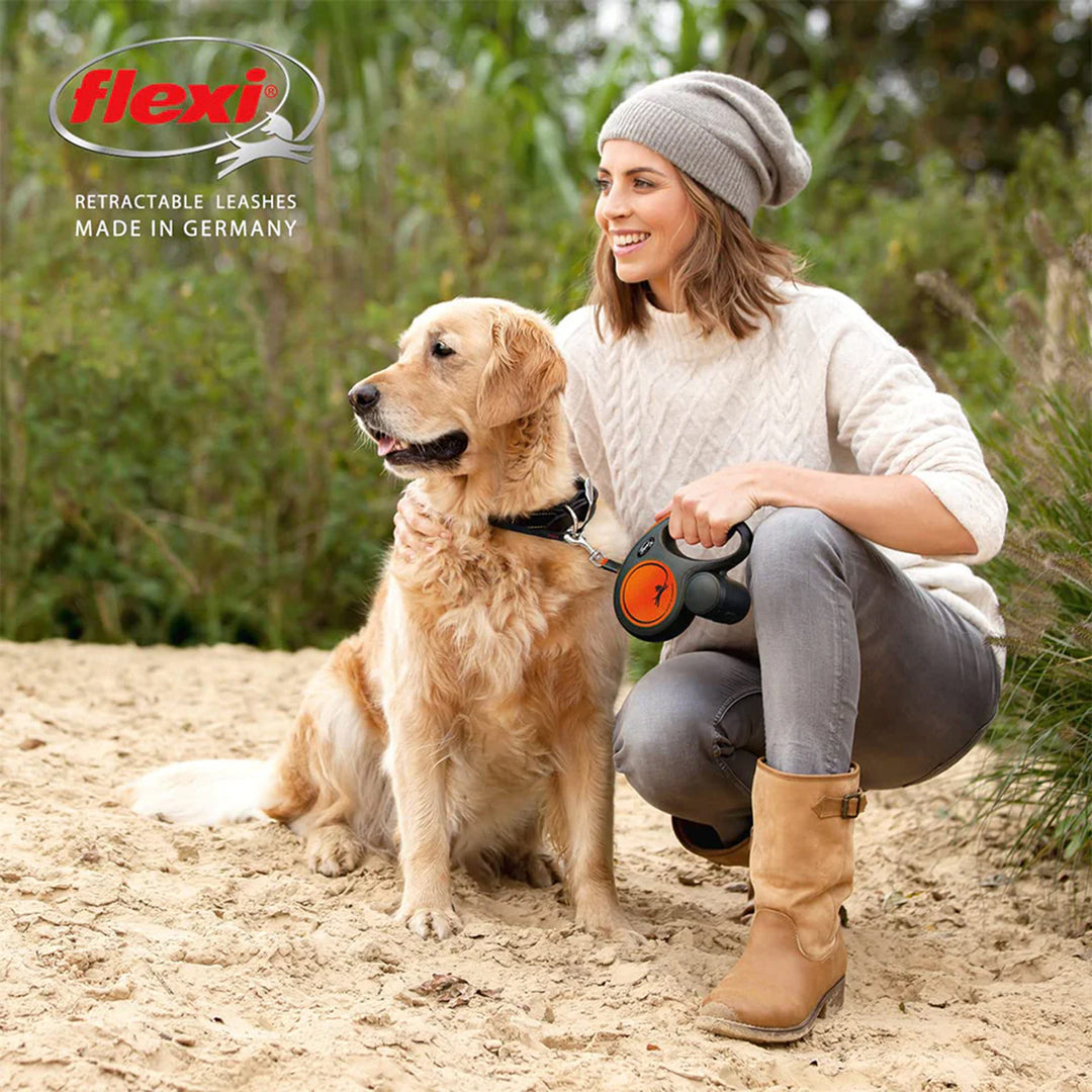 Flexi Neon Tape Retractable Dog Leash - Orange - Medium