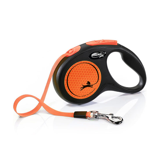 Flexi Neon Tape Retractable Dog Leash - Orange - Medium