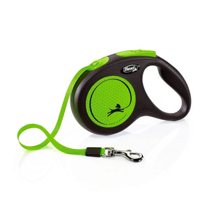 Flexi Neon Tape Retractable Dog Leash-M-Green - Zigly